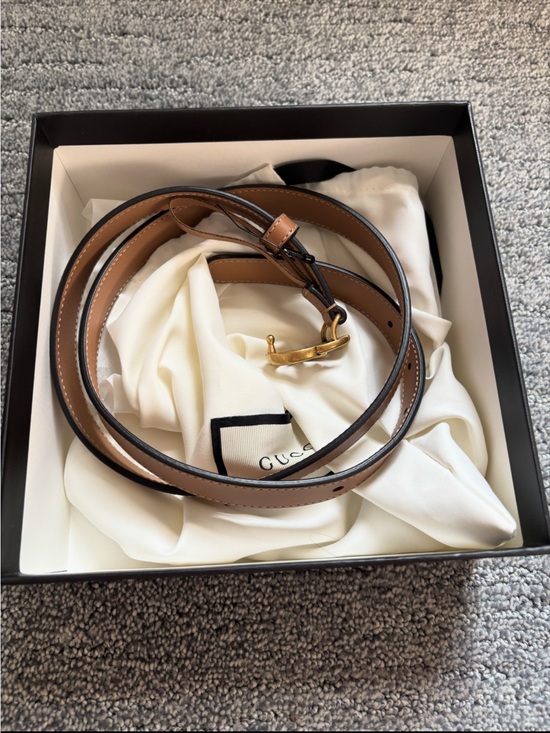 Gucci Brown Leather Belt with Gold Double G Buckle main image 4